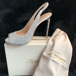 EUC - Gorgeous Crystal Peep toe Heels - Size 10